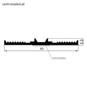 Uszczelka EPDM dolna samoprzylepna SD-12, szer. 60 mm